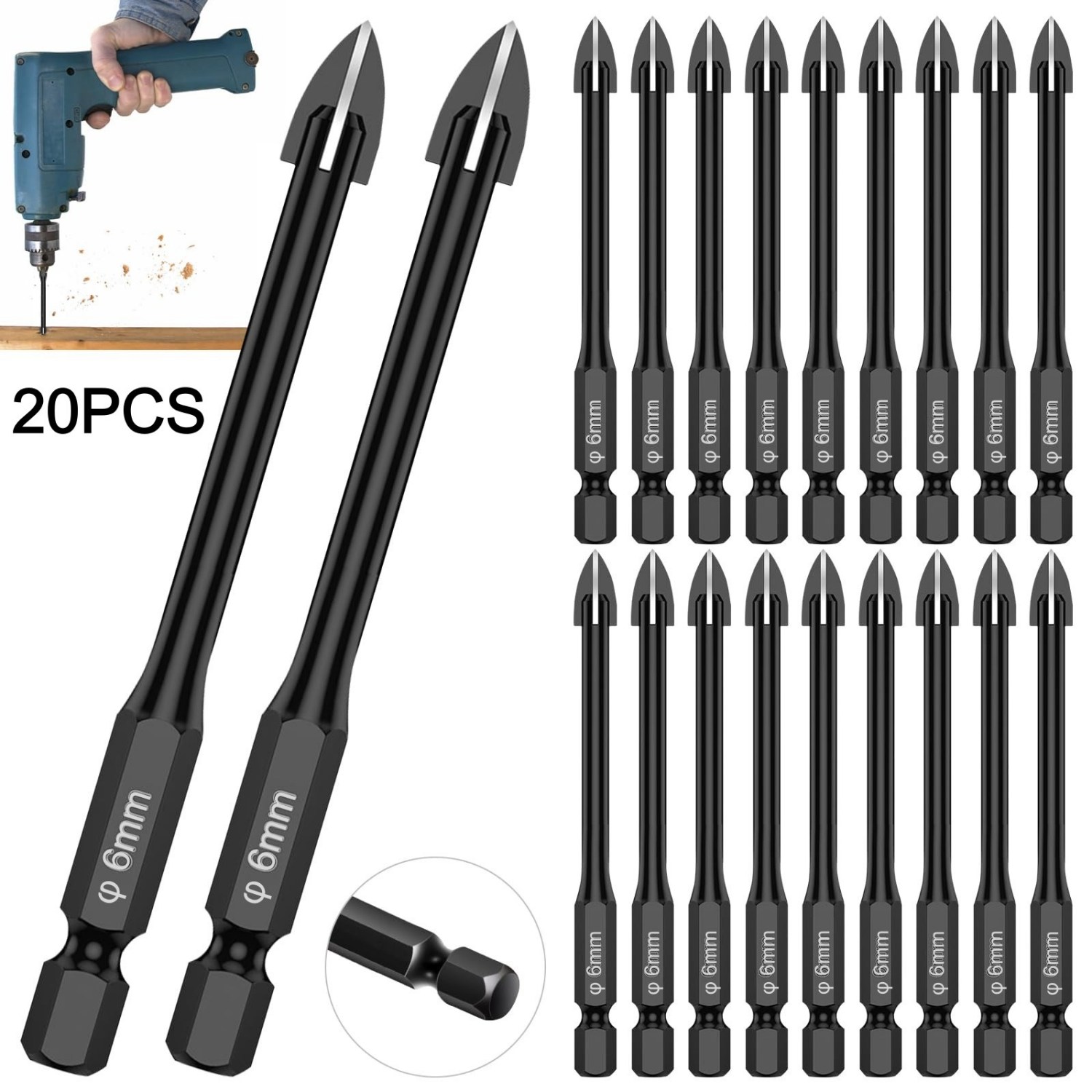 Power Tools Kobalt - Набор из 20 сверл по стеклу